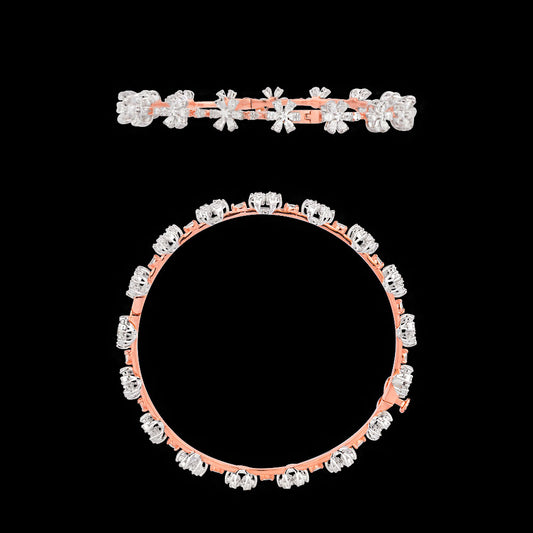 18K Two Tone Gold Diamond Bangle - 3.802ct VVS-EF