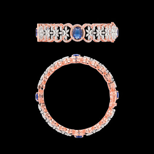 18K Two Tone Gold Diamond Bangle - 6.571ct VVS-VS-EF with Colour Stones