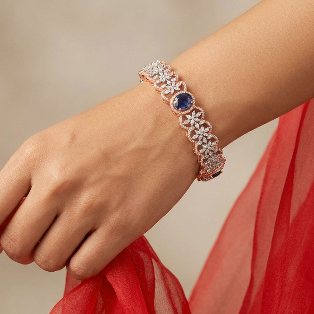 18K Two Tone Gold Diamond Bangle - 6.571ct VVS-VS-EF with Colour Stones
