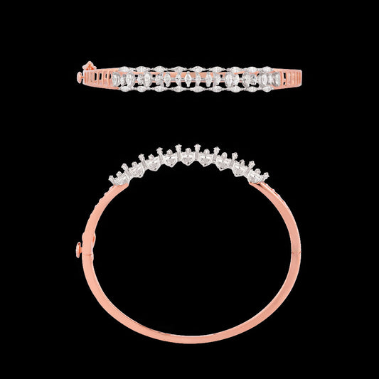 18K Two Tone Gold Diamond Kada - 1.077ct VVS-EF