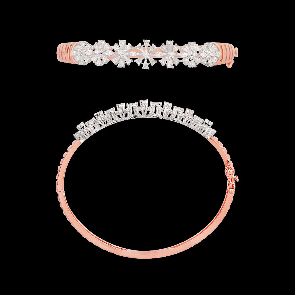 18K Two Tone Gold Diamond Kada - 1.54ct VVS-EF