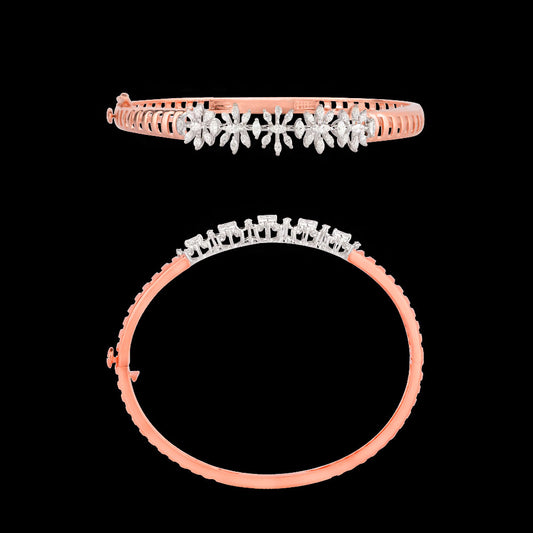 18K Two Tone Gold Diamond Kada - 0.901ct VVS-EF