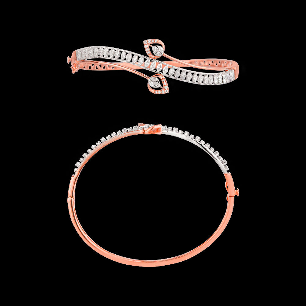 18K Two Tone Gold Diamond Kada - 1.377ct VVS-EF