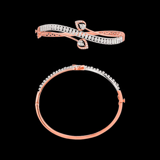 18K Two Tone Gold Diamond Kada - 1.377ct VVS-EF