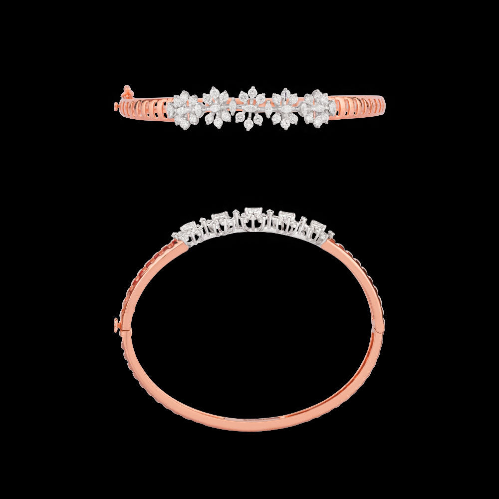 18K Two Tone Gold Diamond Kada - 1.36ct VVS-EF