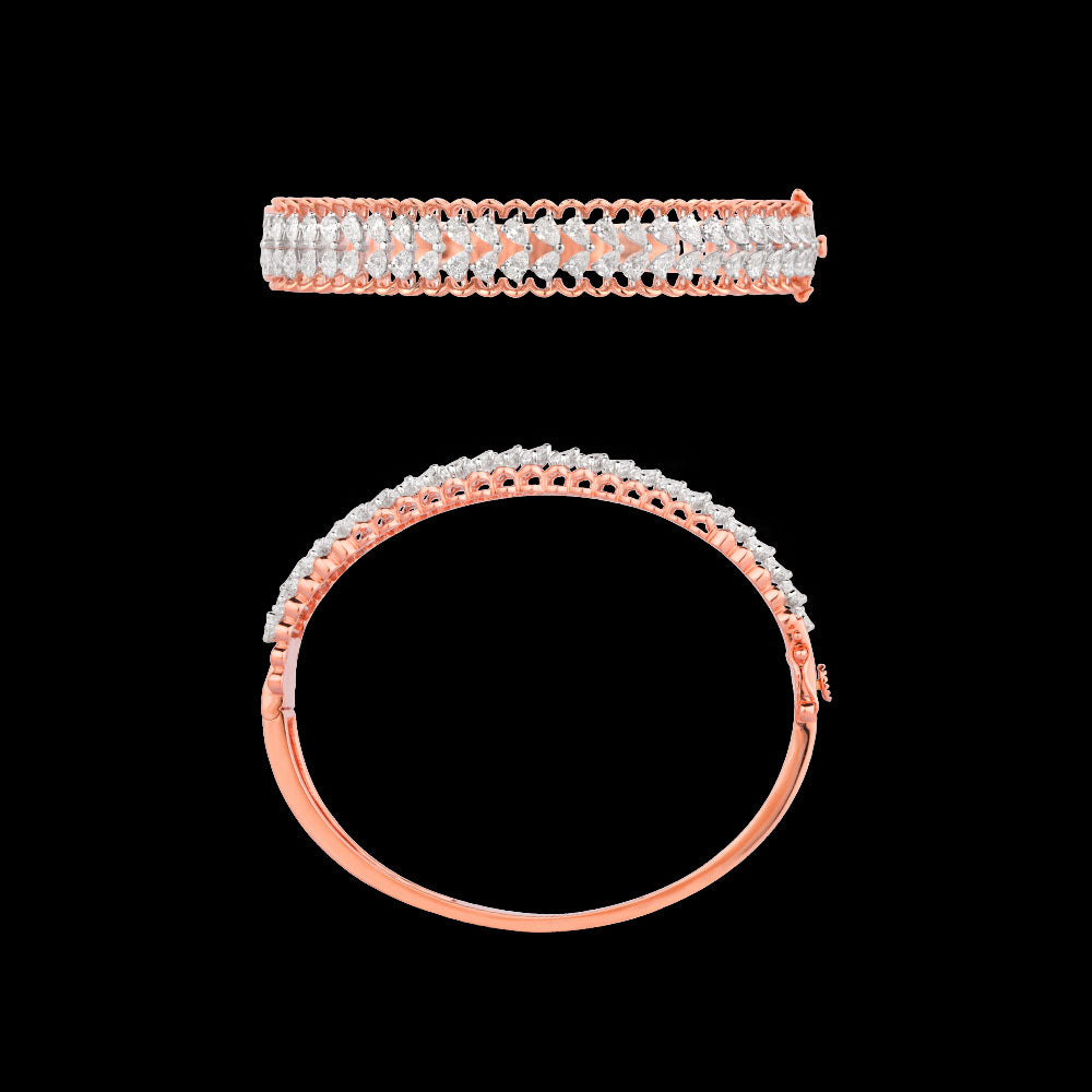 18K Two Tone Gold Diamond Kada - 3.437ct VVS-EF