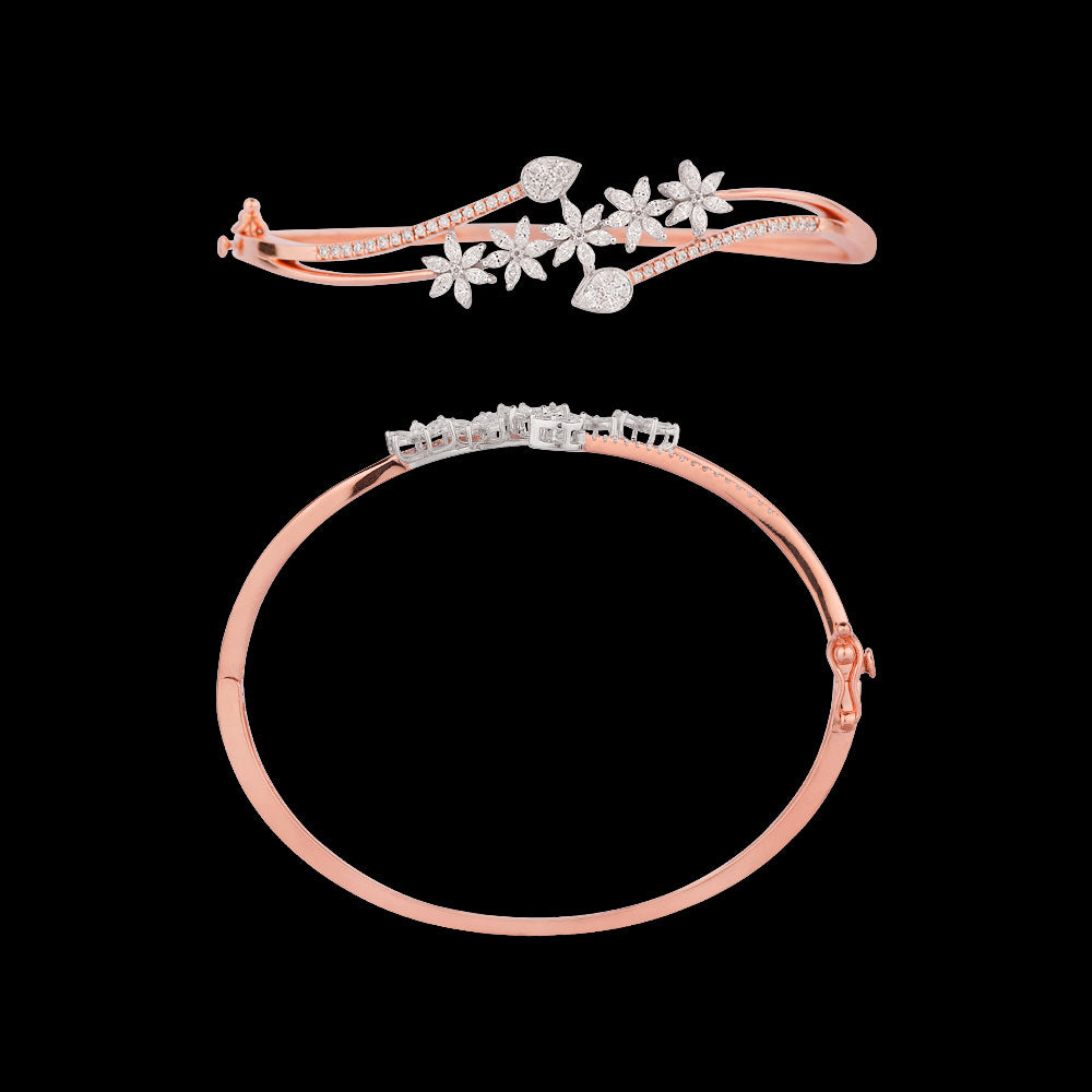 18K Two Tone Gold Diamond Kada - 1.025ct VVS-EF