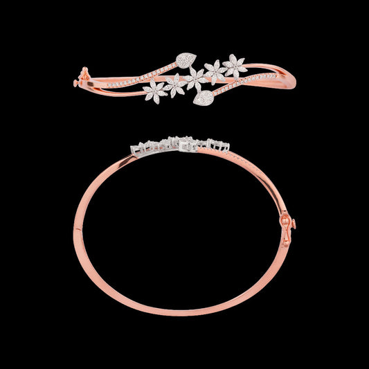 18K Two Tone Gold Diamond Kada - 1.025ct VVS-EF