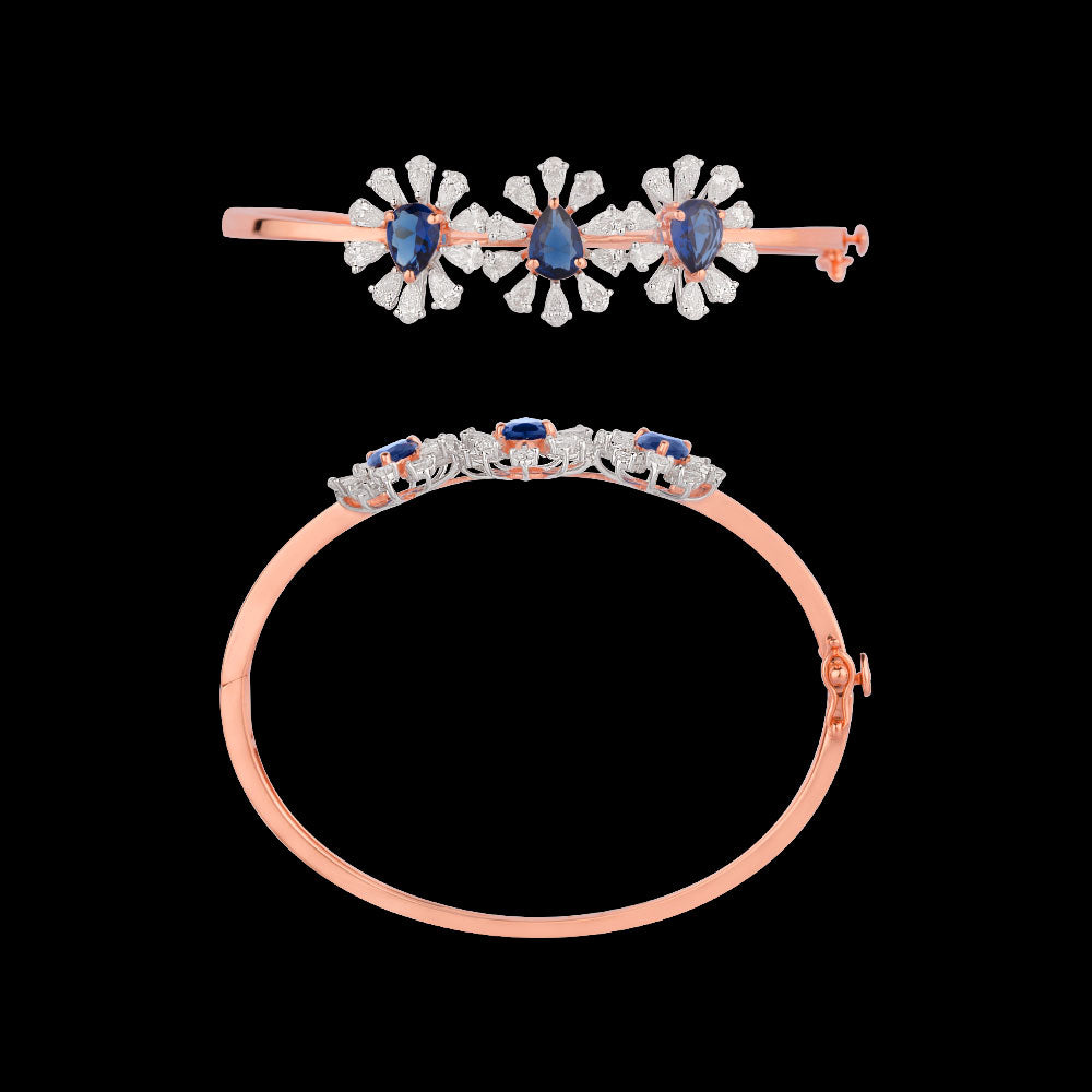 18K Rose Gold Diamond Kada - 2.589ct VS-SI-GH with Colour Stones