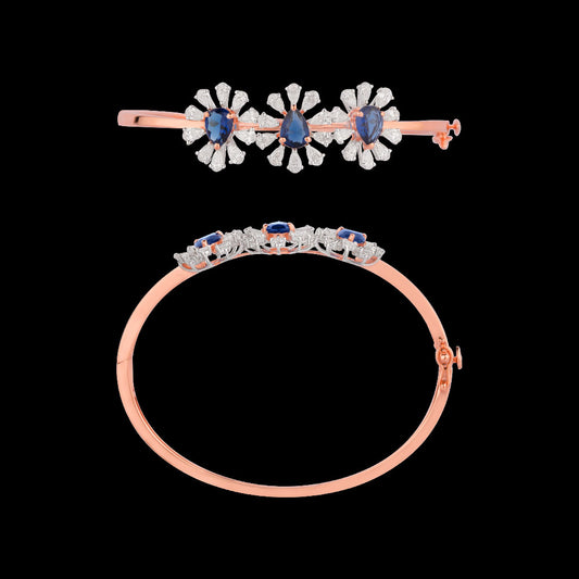 18K Rose Gold Diamond Kada - 2.589ct VS-SI-GH with Colour Stones
