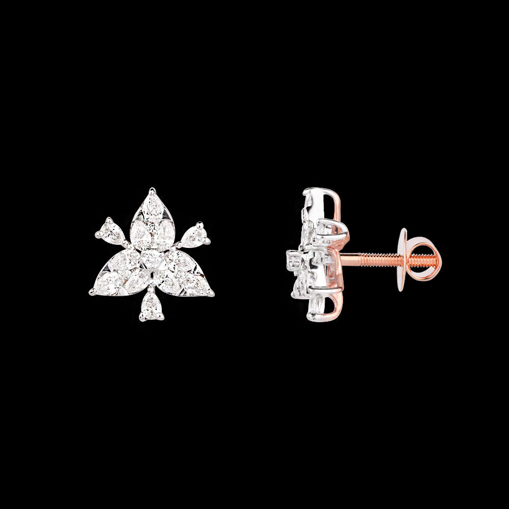 18K Two Tone Gold Diamond Earrings - 0.831ct VVS-EF