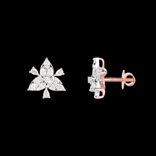 18K Two Tone Gold Diamond Earrings - 0.831ct VVS-EF