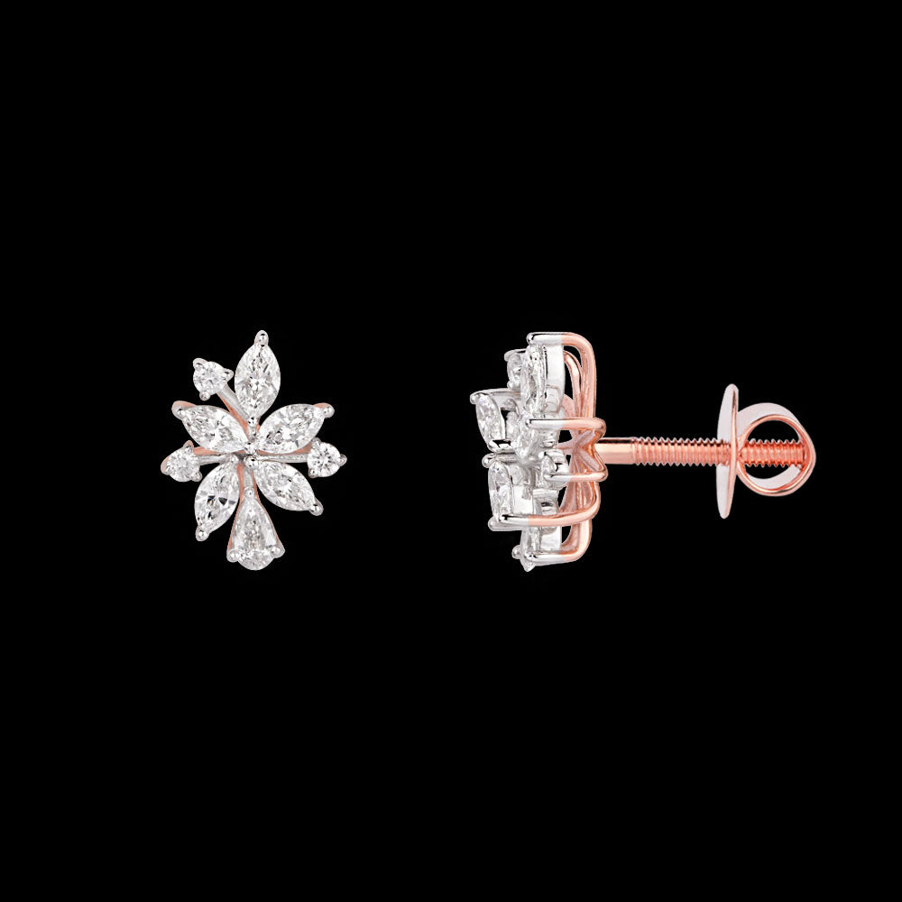 18K Two Tone Gold Diamond Earrings - 1.311ct VVS-EF