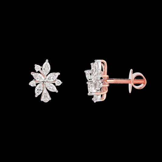 18K Two Tone Gold Diamond Earrings - 1.311ct VVS-EF