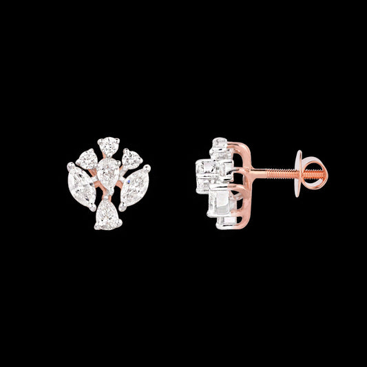 18K Two Tone Gold Diamond Earrings - 0.88ct VVS-EF