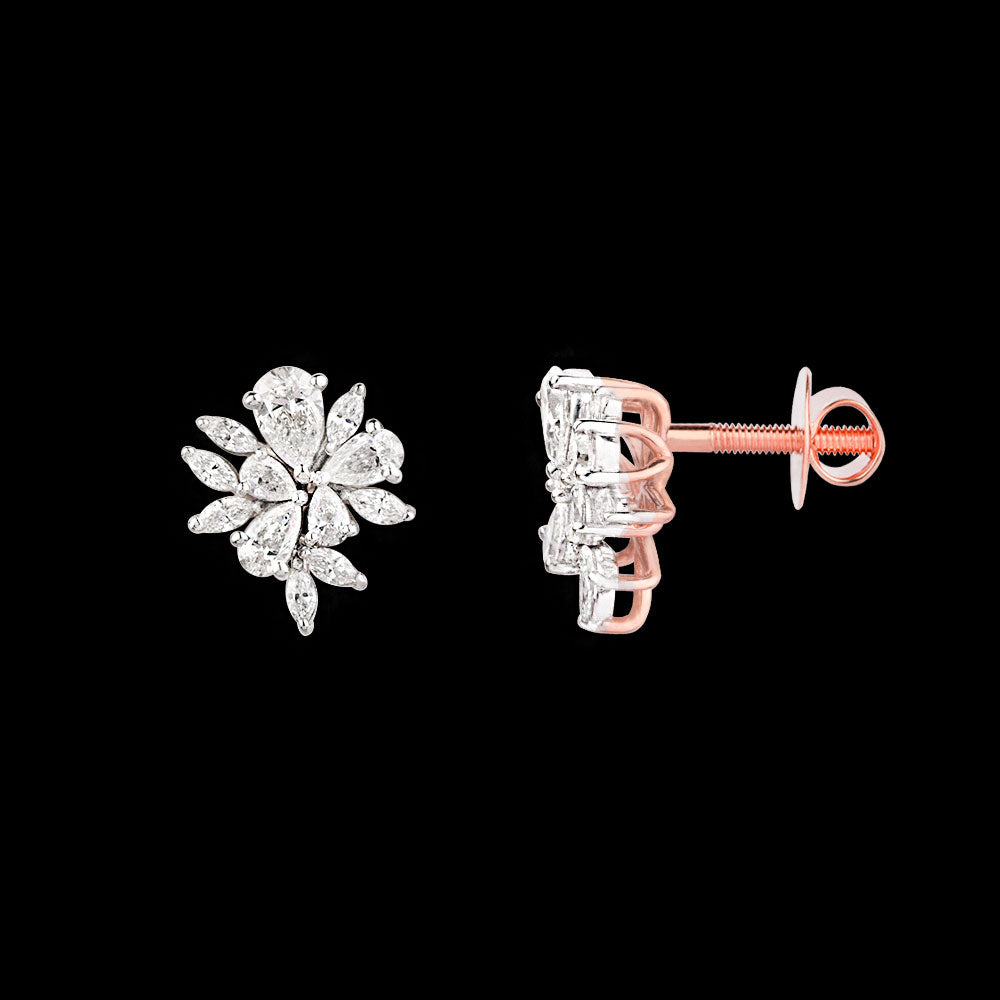 18K Two Tone Gold Diamond Earrings - 1.222ct VVS-EF