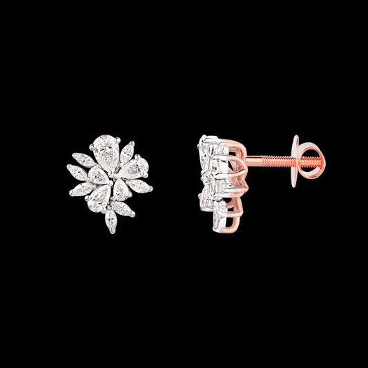 18K Two Tone Gold Diamond Earrings - 1.222ct VVS-EF
