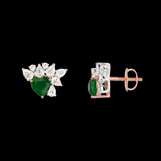 18K Two Tone Gold Diamond Earrings - 1.941ct VVS-EF with Colour Stones