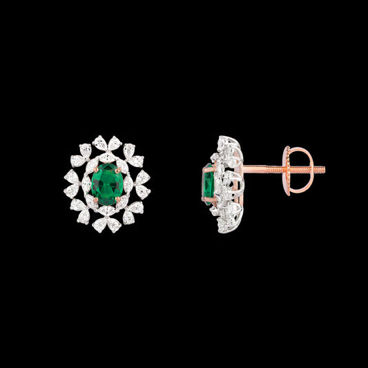 18K Two Tone Gold Diamond Earrings - 1.999ct VVS-EF with Colour Stones