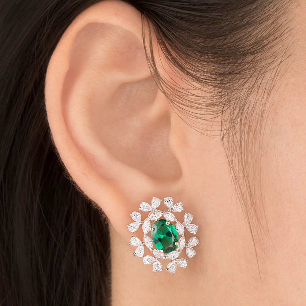 18K Two Tone Gold Diamond Earrings - 1.999ct VVS-EF with Colour Stones
