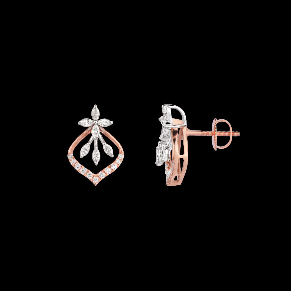 18K Two Tone Gold Diamond Earrings - 0.442ct VVS-EF