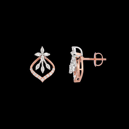 18K Two Tone Gold Diamond Earrings - 0.442ct VVS-EF