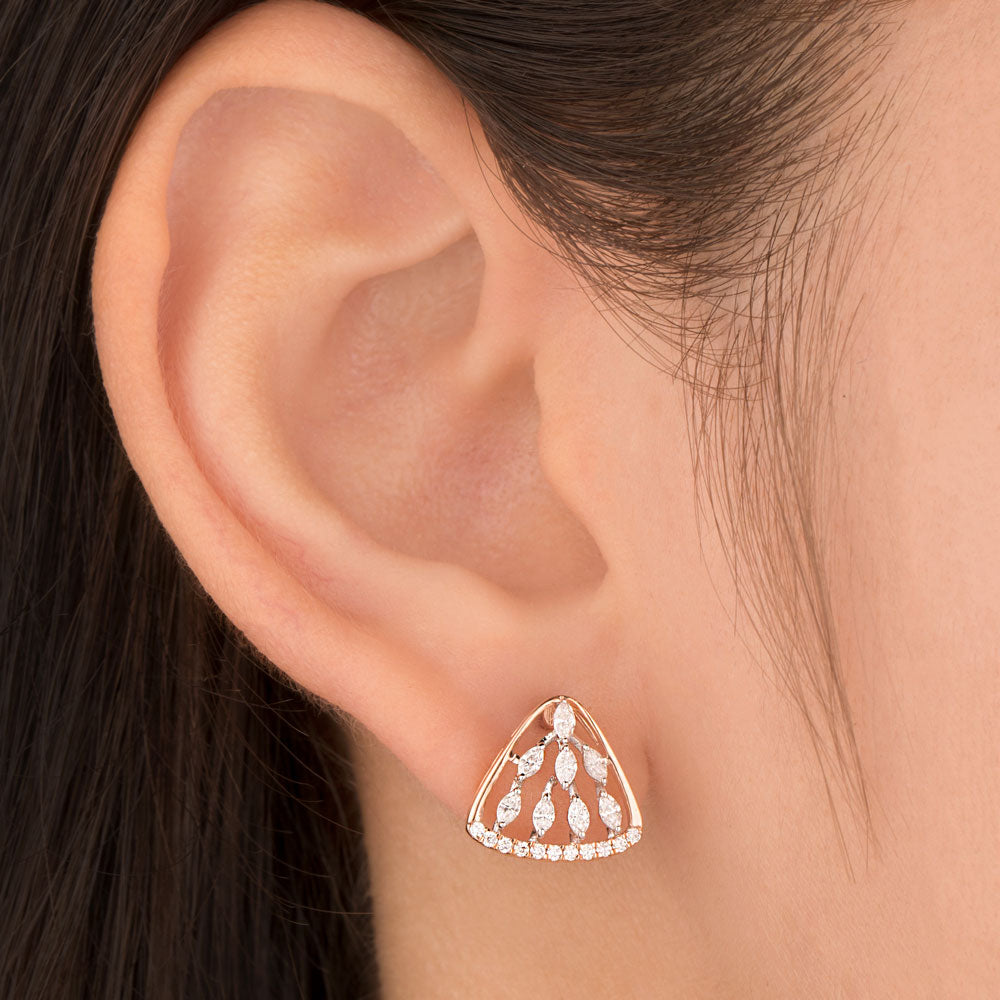 18K Two Tone Gold Diamond Earrings - 0.447ct VVS-EF