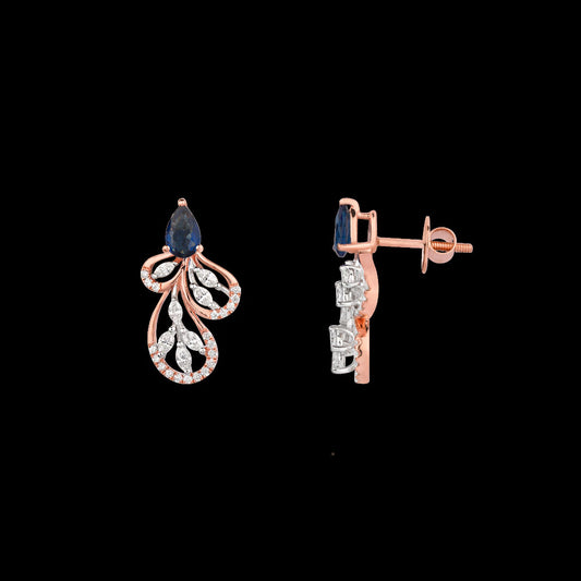 18K Two Tone Gold Diamond Earrings - 0.578ct VVS-EF with Colour Stones