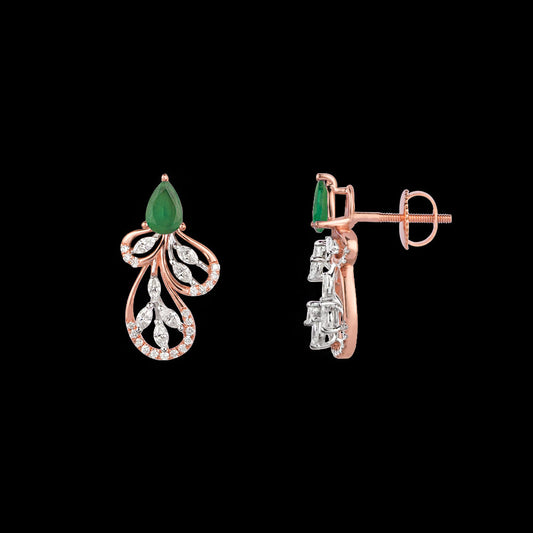 18K Two Tone Gold Diamond Earrings - 0.606ct VVS-EF with Colour Stones