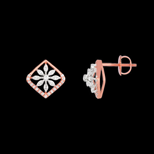 18K Two Tone Gold Diamond Earrings - 0.541ct VVS-EF