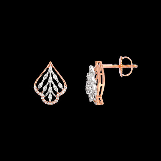 18K Two Tone Gold Diamond Earrings - 0.595ct VVS-EF