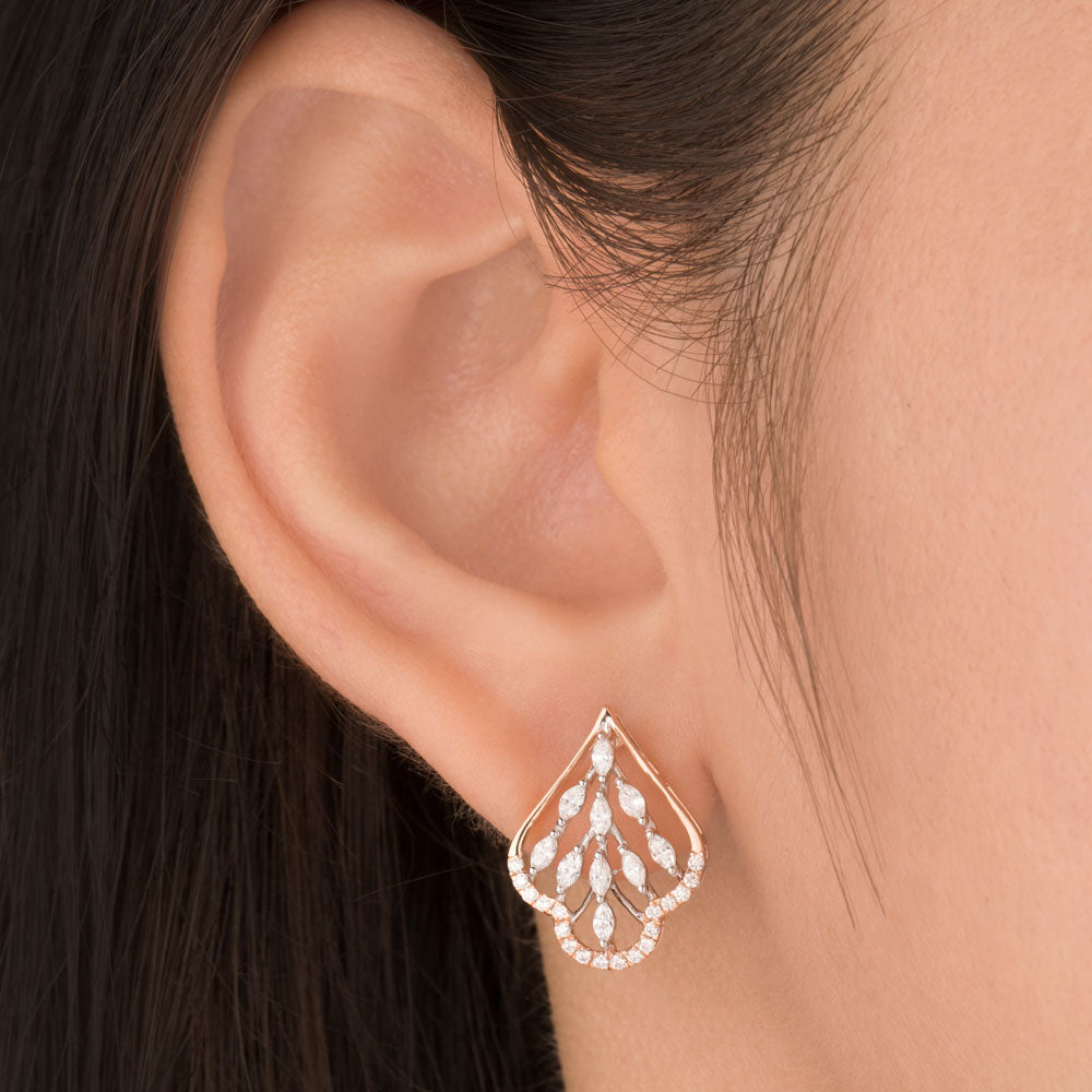 18K Two Tone Gold Diamond Earrings - 0.595ct VVS-EF