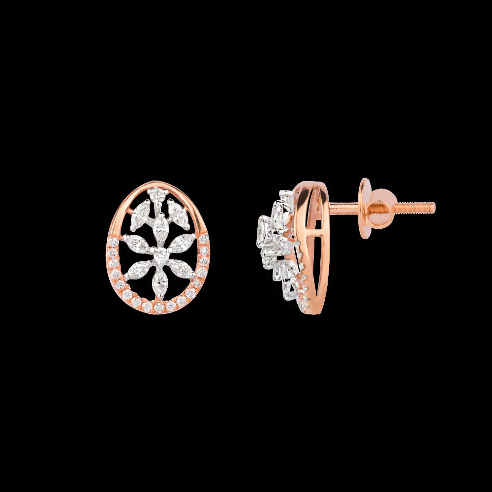 18K Two Tone Gold Diamond Earrings - 0.556ct VVS-EF