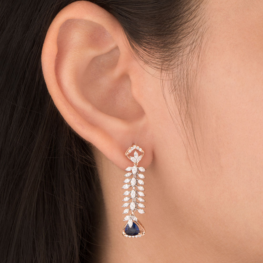 18K Two Tone Gold Diamond Earrings - 1.313ct VVS-VS-EF with Colour Stones