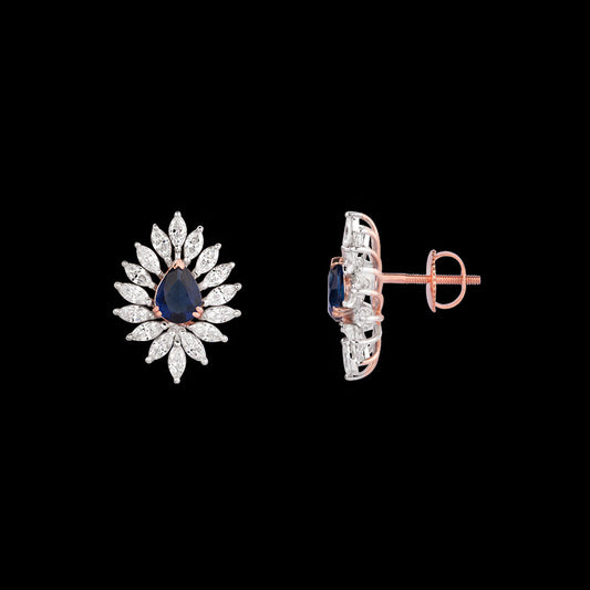 18K Two Tone Gold Diamond Earrings - 2.714ct VVS-EF with Colour Stones