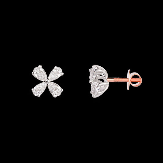 18K Two Tone Gold Diamond Earrings - 0.607ct VVS-EF