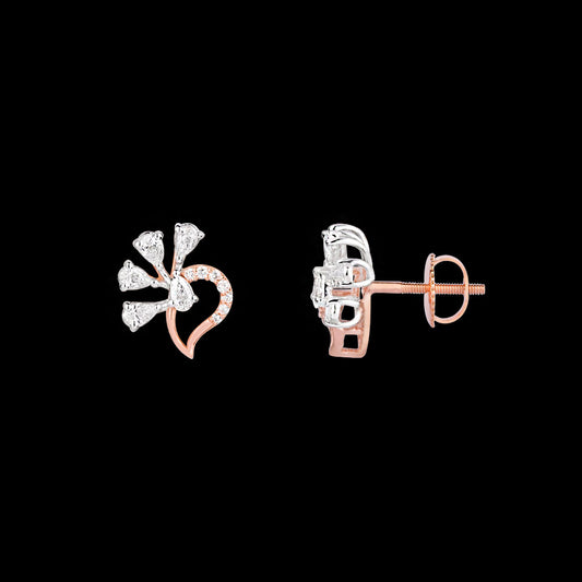 18K Two Tone Gold Diamond Earrings - 0.454ct VVS-EF