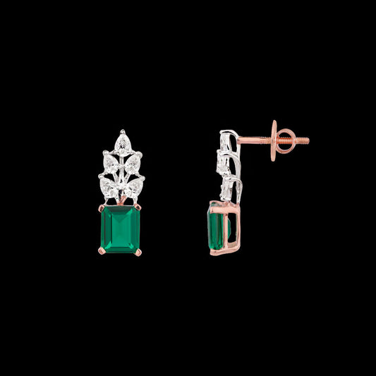 18K Two Tone Gold Diamond Earrings - 0.757ct VVS-EF with Colour Stones
