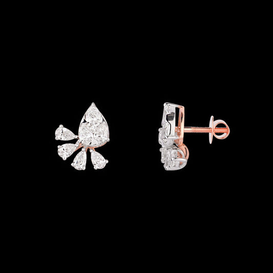 18K Two Tone Gold Diamond Earrings - 0.984ct VVS-EF