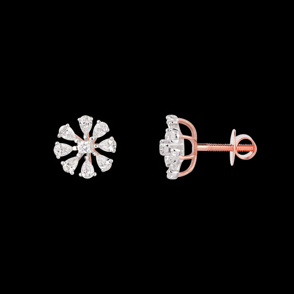 18K Two Tone Gold Diamond Earrings - 0.538ct VVS-EF