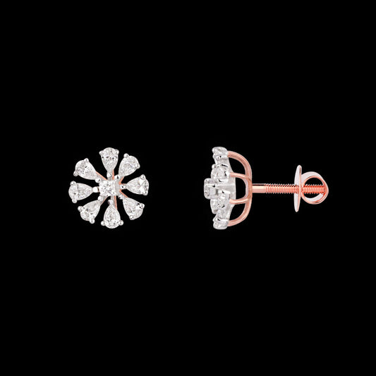 18K Two Tone Gold Diamond Earrings - 0.538ct VVS-EF
