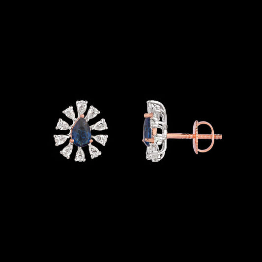 18K Two Tone Gold Diamond Earrings - 0.706ct VVS-EF with Colour Stones