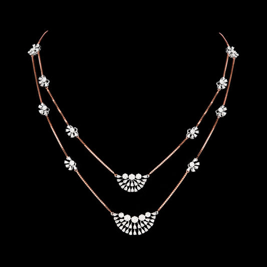 18K Two Tone Gold Diamond Necklace - 4.303ct VVS-EF