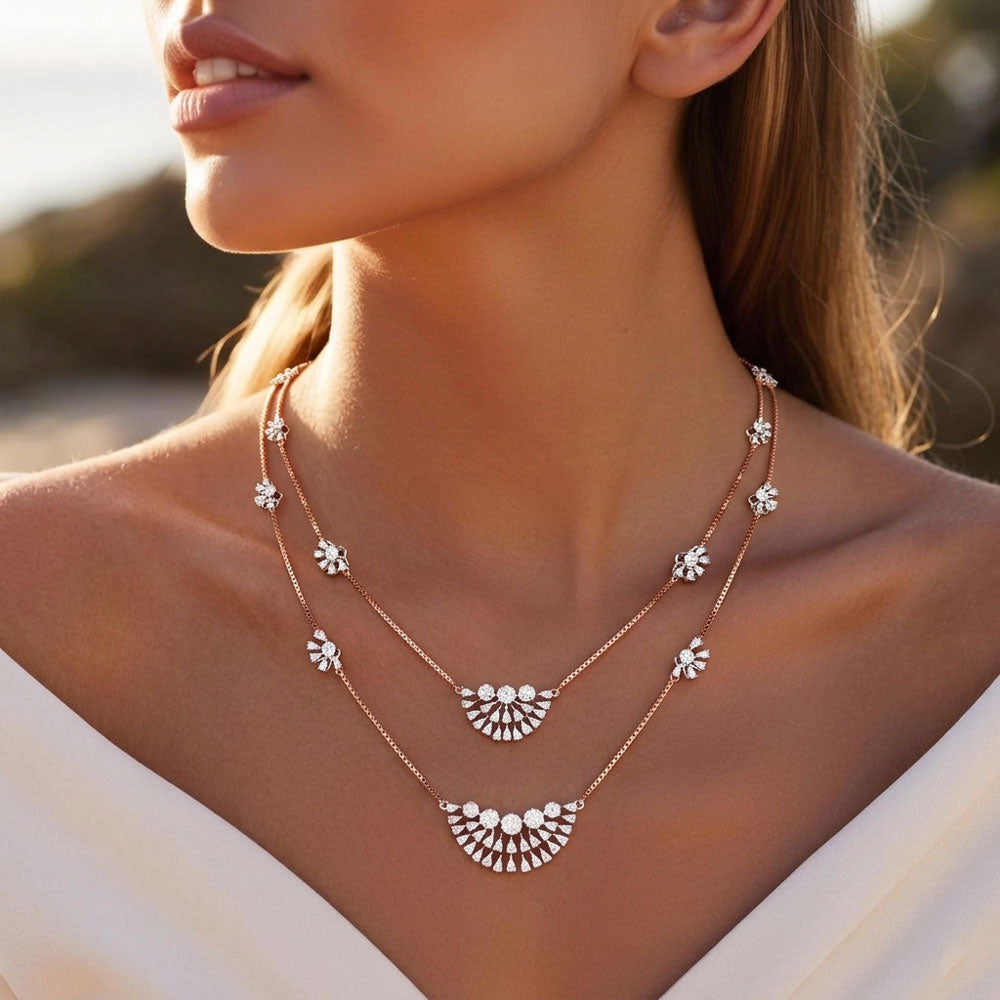 18K Two Tone Gold Diamond Necklace - 4.303ct VVS-EF