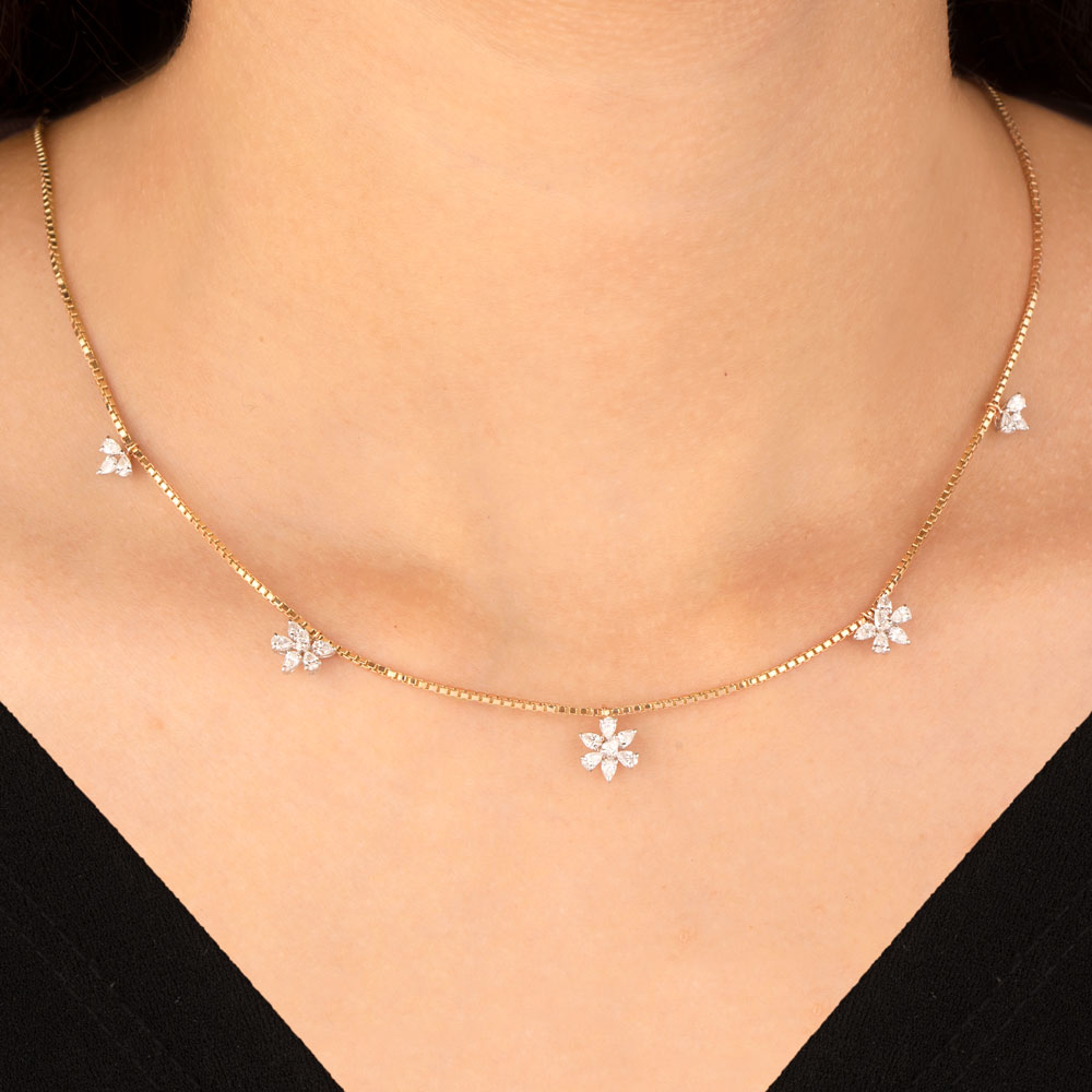 18K Two Tone Gold Diamond Necklace - 1.053ct VVS-EF