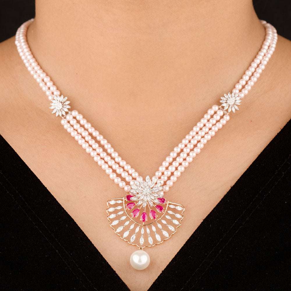 18K Two Tone Gold Diamond Necklace - 2.371ct VVS-VS-EF with Colour Stones
