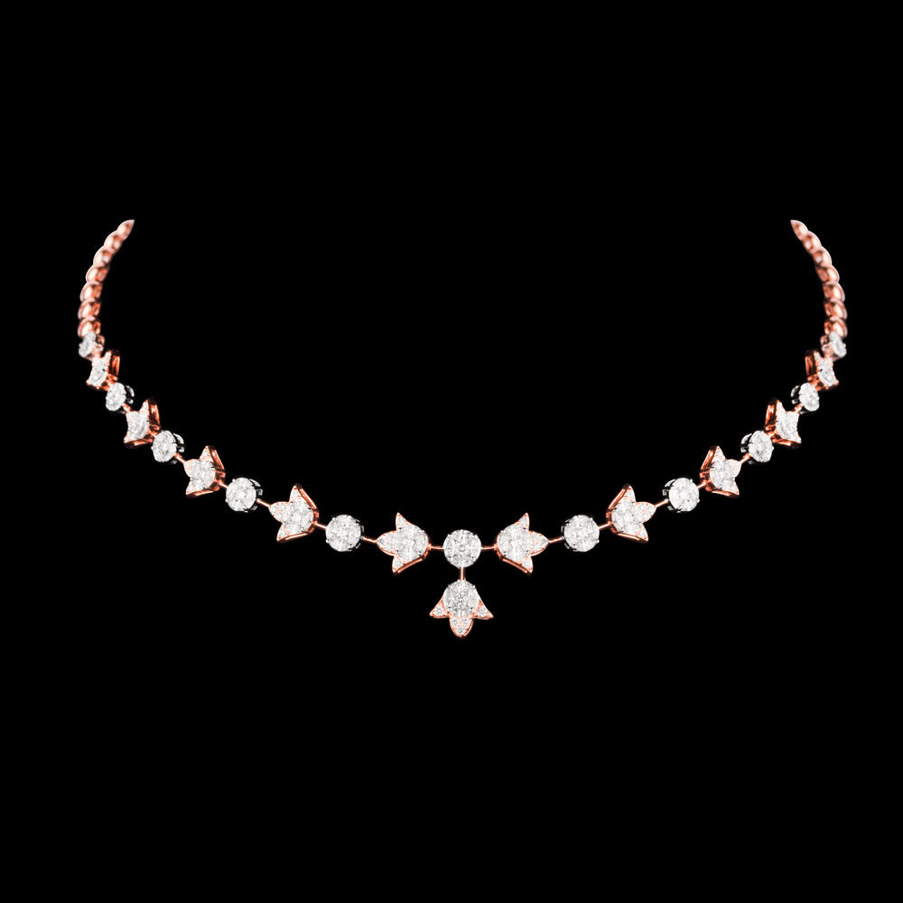 18K Two Tone Gold Diamond Necklace - 3.882ct VVS-EF