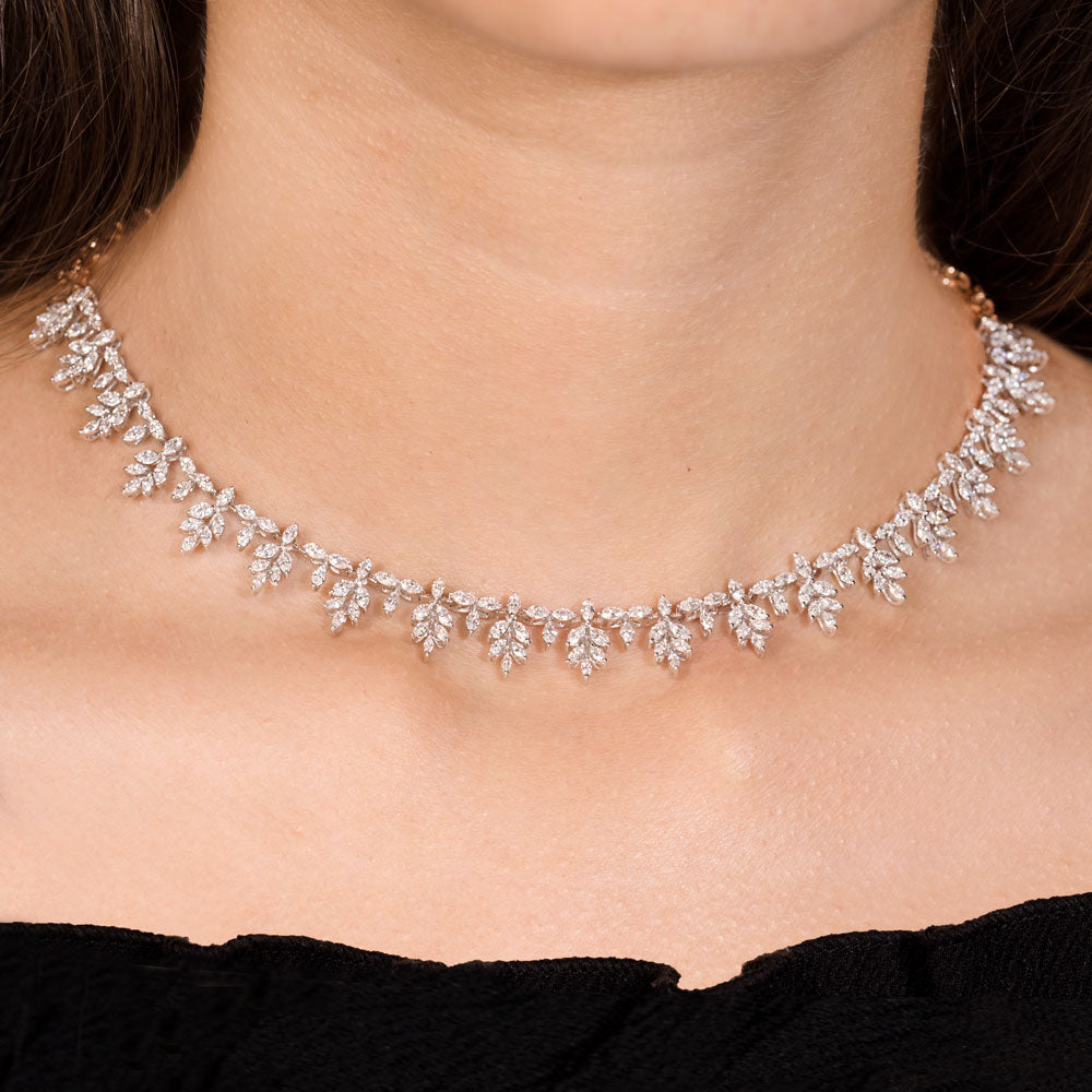 18K Two Tone Gold Diamond Necklace - 5.284ct VVS-VS-EF