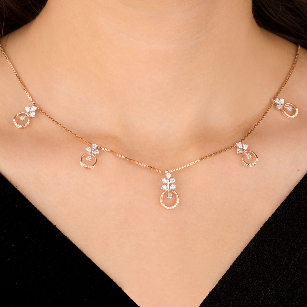 18K Two Tone Gold Diamond Necklace - 0.848ct VVS-EF