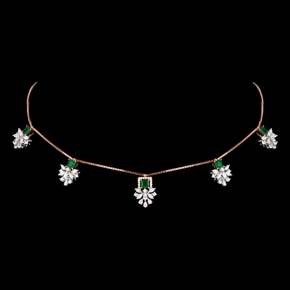 18K Two Tone Gold Diamond Necklace - 1.918ct VVS-EF with Colour Stones